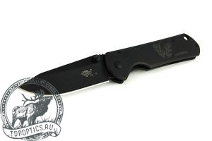 Нож Sanrenmu серии Outdoor, лезвие 71 мм чёрное, металлическая рукоять чёрн, рис.цв крепл на рем #B4-710