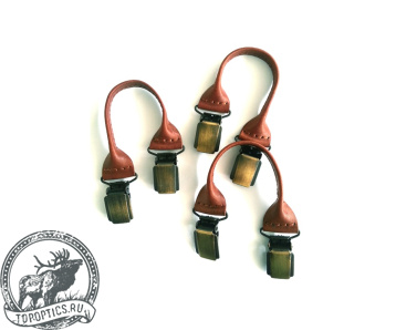 Ремешки кожанные с клипсами для подтяжек Riserva запасной комплект коричневые #R1047