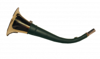 Горн охотничий (кожаная отделка) 30 см, круглый, цвет тёмно-зелёный #30roundgr