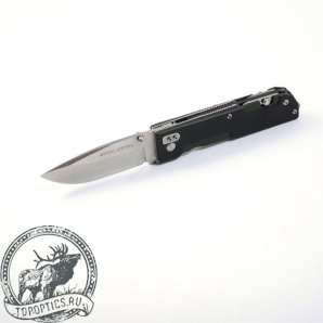 Нож Sanrenmu Real Steel, лезвие 84 мм, рукоять G10 чёрная-зелёная, крепление на ремень #M6 Green
