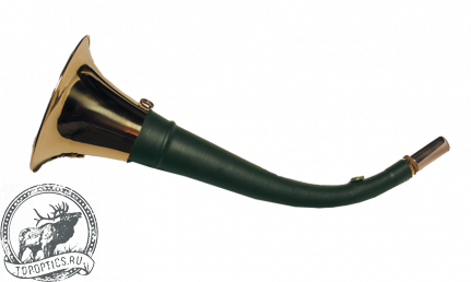 Горн охотничий (кожаная отделка) 50 см, круглый, цвет тёмно-зелёный #50roundgr