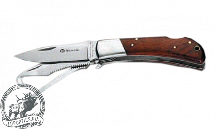 Нож Maserin (лезвие 75 мм, нержавеющая сталь, скиннер, крюк, рукоять дерево кокоболо) #125/3LG