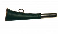 Горн охотничий (кожаная отделка) 16 см, плоский, цвет тёмно-зелёный #16flatleagr