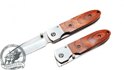 Нож Sanrenmu серии EDC, лезвие 69 мм, рукоять Pakawood одна сторона, другая металл с крепл на рем #PR-703