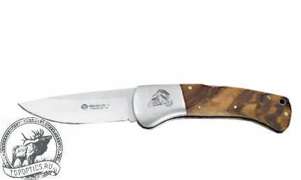 Нож Maserin (лезвие 80 мм, нержавеющая сталь, рукоять оливковое дерево, рисунок вальдшнеп) #759/IBC
