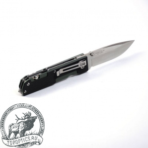 Нож Sanrenmu Real Steel, лезвие 84 мм, рукоять G10 чёрная-зелёная, крепление на ремень #M6 Green