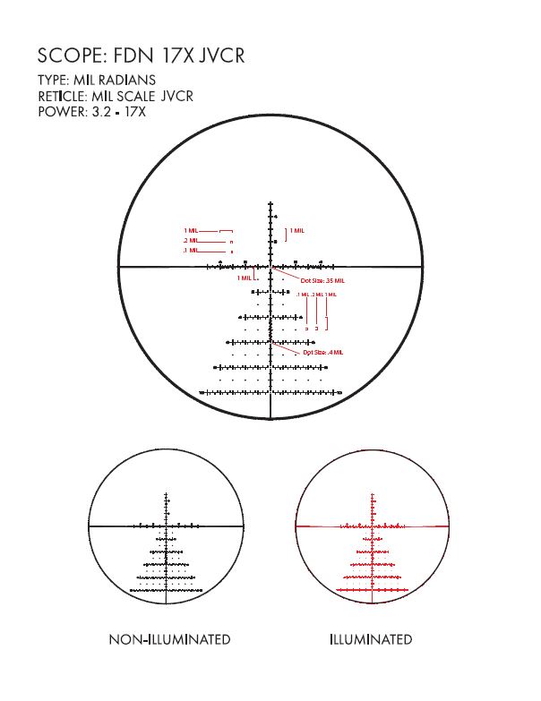  Оптический прицел US Optics FDN 3.2-17x50 1-ая фокальная плоскость с подсветкой JVCR