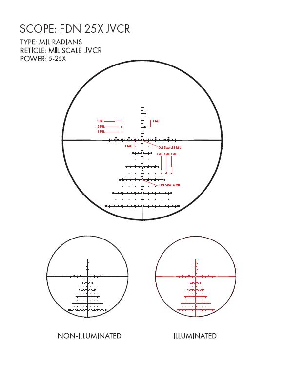  Оптический прицел US Optics FDN 5-25x52 1-ая фокальная плоскость с подсветкой JVCR