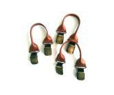 Ремешки кожанные с клипсами для подтяжек Riserva запасной комплект коричневые #R1047