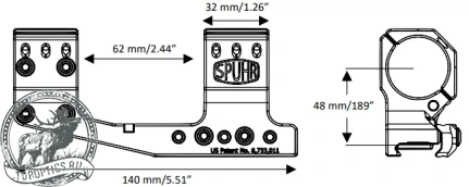 Небыстросъемный кронштейн SPUHR Cantilever Scope Mount Gen3 30мм на Picatinny, вынос 70мм, h=48мм, 0MIL # SP-3024C