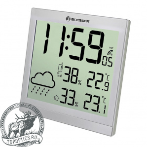 Метеостанция (настенные часы) Bresser TemeoTrend JC LCD с радиоуправлением серебристая