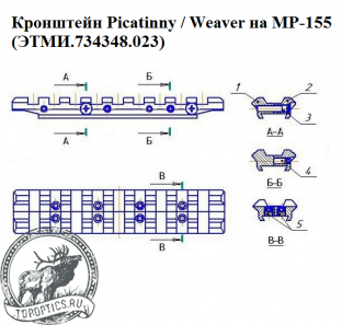 Универсальный кронштейн Picatinny / Weaver на МР-155 #ЭТМИ.734348.023