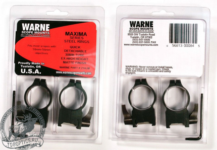 Крепления Warne MAXIMA Weaver 30mm QD Extra High быстросъемные BH=16.5 мм #216LM