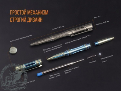 Тактическая ручка Fenix T5Ti + фонарь Fenix F15 #F15T5Tibluenabor