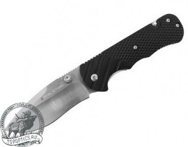 Нож Sanrenmu Real Steel, лезвие 89 мм, рукоять FRN Volcano Grip чёрная, скиннер, открыв, креп на рем #M21