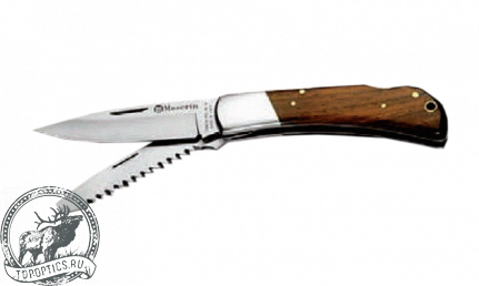 Нож Maserin (лезвие 75 мм, нержавеющая сталь и нож-пила с отверткой, рукоять дерево кокоболо) #126/2LG