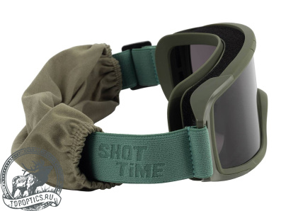 Маска стрелковая защитная ShotTime Puma (оправа зелёная, линза серая) #GST-037-AG-G