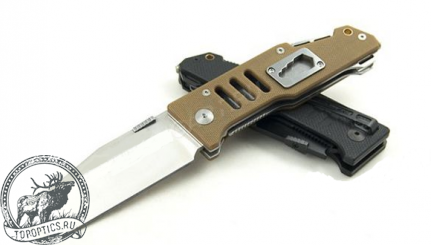 Нож Sanrenmu Real Steel, лезвие 86 мм, рукоять - G10 бежевая, гаечный ключ, крепл н/рем #T08b
