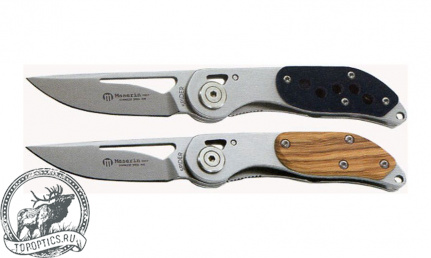 Набор Maserin (нож лезвие 55 мм, рукоять из нержавеющей стали с вставкой из оливкового дерева и набор: ложка, вилка, нож) #590/KIT