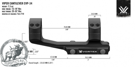 Кронштейн Vortex Precision Pro Extended Cantilever Weaver 34мм BH=19.5мм (с выносом) #CVP-34