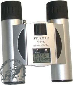 Бинокль Sturman 10x25 с термометром и часами