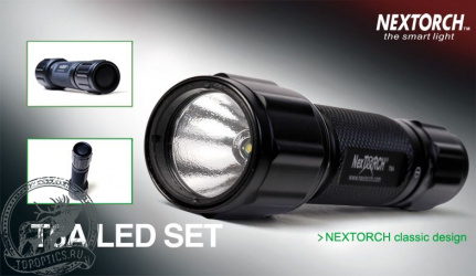 Комплект - фонарь подствольный T6A LED 160 люмен, выносная кнопка, кронштейн, запасная лампа #T6ALED-Set