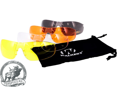 Очки стрелковые Walker`s Sport Glasses, защитные, комплект с 4 линзами #GWP-ASG4L2