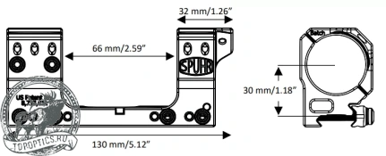 Небыстросъемный кронштейн SPUHR Scope Mount Gen3 34мм на Picatinny, h=30мм, 13MIL #SP-4801C