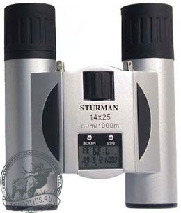 Бинокль Sturman 14x25 с термометром и часами