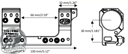 Небыстросъемный кронштейн SPUHR Scope Mount Gen3 34мм на Picatinny, h=30мм, 9MIL #SP-4901C