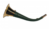 Горн охотничий (кожаная отделка) 30 см, круглый, цвет тёмно-зелёный #30roundgr