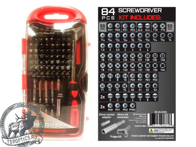 Набор бит с отвёрткой Birchwood Casey Master Screwdriver Kit , 84 шт. #BC-DLXSDS